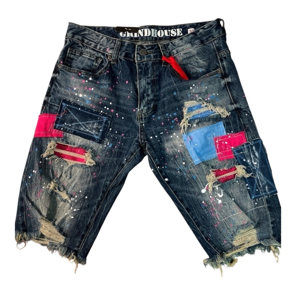 Sz 32 grid house jeans blue denim